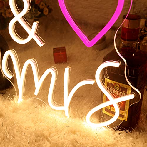 Yeeficent Neon Sign for Wall Decor, Will You Marry Me for Proposal Wedding Decorations, 23 Inches Large Dimmable Neon Light, Custom Neon Signs for Bedroom, Personalized Light Up LED Sign (Warm White-ms $mrs)