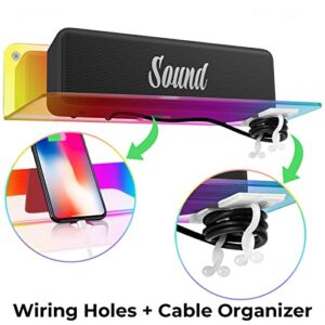 NiHome Iridescent Floating Shelves with Cable Clips - Set of 2, Small Wall-Mounted Acrylic Rainbow Display Racks for Stylish Home Storage in Bedrooms, Bathrooms, Living Rooms, Game Rooms and Offices