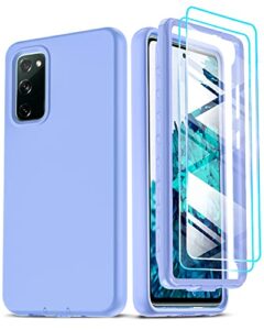 leyi for galaxy s20 fe 5g phone case, samsung galaxy s20 fe case with [2x tempered glass screen protector], full-body shockproof soft silicone protective phone case for samsung s20 fe, violet