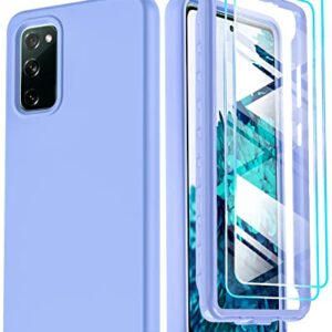 LeYi for Galaxy S20 FE 5G Phone Case, Samsung Galaxy S20 FE Case with [2X Tempered Glass Screen Protector], Full-Body Shockproof Soft Silicone Protective Phone Case for Samsung S20 FE, Violet