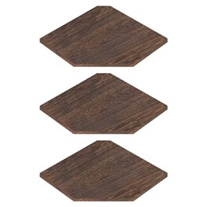 ybing corner shelf wall mount wood corner floating shelves with cord wire hole set of 3 unique corner wall storage shelf for wall decor living room bedroom rustic brown 12” diameter