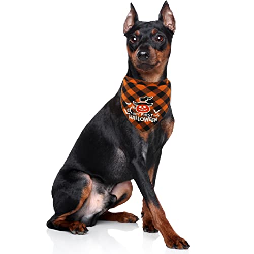 Halloween Dog Bandana Triangle Bib Pet Scarf Accessories Costumes Plaid Luminous Printing