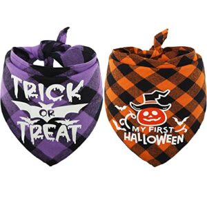 halloween dog bandana triangle bib pet scarf accessories costumes plaid luminous printing