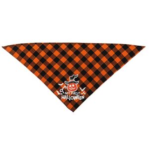 Halloween Dog Bandana Triangle Bib Pet Scarf Accessories Costumes Plaid Luminous Printing