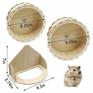 Hamiledyi Hamster Wheels Wooden Small Pets Exercise Wheel Silent Hamster Running Wheel Mouse Running Spinner Wheel for Gerbil Mice Guinea Pigs Dwarf Syrian Hamster (8.26in)