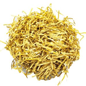 300 Grams Glitter Raffia Paper Shreds Decorative Shiny Strands Shredded Crinkle Confetti for DIY Gift Wrapping & Basket Filling (Golden)