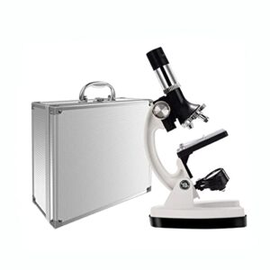 Microscope Kit 300X-600X-1200X Microscope Metal Body LED/Mirror Light Source with Carrying Alloy Storage Box Microscope Lens Adapters (Color : Set One, Magnification : 300X-600X-1200X)