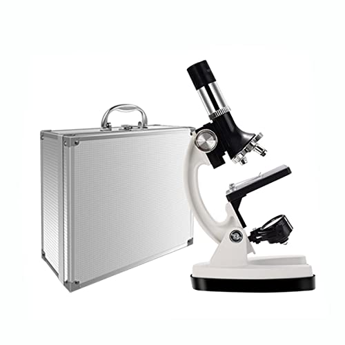 Microscope Kit 300X-600X-1200X Microscope Metal Body LED/Mirror Light Source with Carrying Alloy Storage Box Microscope Lens Adapters (Color : Set One, Magnification : 300X-600X-1200X)