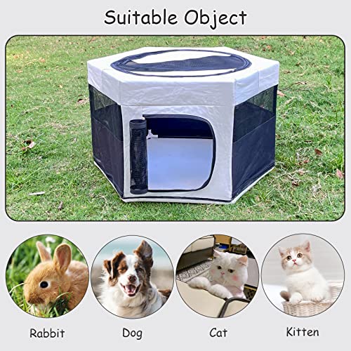 Hamiledyi Portable Pet Playpen Medium Size Foldable Bunny Playpens Outdoor Small Pet Cage Tent for Kitten Puppy Guinea Pig Rabbits Hamster Chinchillas（Grey）