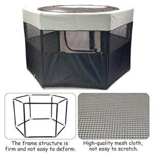 Hamiledyi Portable Pet Playpen Medium Size Foldable Bunny Playpens Outdoor Small Pet Cage Tent for Kitten Puppy Guinea Pig Rabbits Hamster Chinchillas（Grey）