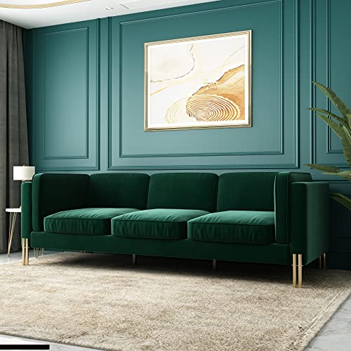 ANTTYBALE 95" Sofa for Living Room,3-Seater Modern Velvet Couch with Armrests (Green)
