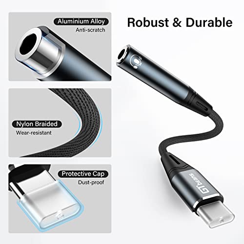 USB C to 3.5mm Audio Adapter, USB Type C Headphone Jack Adapter Hi-Fi DAC Chip, USB C to Female Aux Audio Dongle Cable Cord for Samsung Galaxy S22 S21 S20 Ultra Note 20 10 S10 S9 Plus, iPad Pro, Pixel