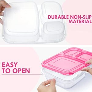 Potchen 17 Pcs 4 Compartment Bento Snack Box and 3 Compartment Lunch Box Containers for Kids and Adults Reusable Lunchable Containers Snack Box Container for School, Work and Travel