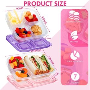 Potchen 17 Pcs 4 Compartment Bento Snack Box and 3 Compartment Lunch Box Containers for Kids and Adults Reusable Lunchable Containers Snack Box Container for School, Work and Travel