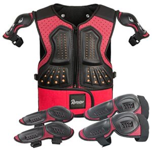 reomoto kids protective gear,motorcyle armor suit dirt bike gear for kids dirt bike cycling skating off-roadriding skiing (red),020,one size