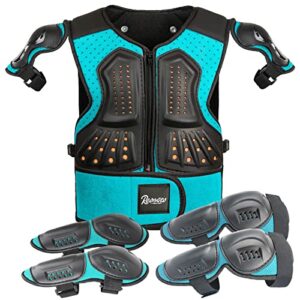 reomoto kids protective gear,motorcyle armor suit dirt bike gear for kids dirt bike cycling skating off-roadriding skiing (blue) (020)