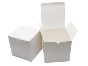 pqzkldp 15 packs 6x6x6 inches fold box easy assemble small paper gift box decorative party favor kraft box with lid for birthday, wedding, anniversary, party , with stickers ,66 ft twine (6*6*6 inch, white)