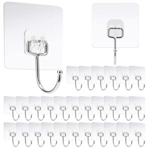 adhesive hook kitchen wall hook - for hanging 23lb self adhesive hook transparent seamless hook, waterproof and oil resistant bathroom shower outdoor kitchen door home decor adhesive hook(30 hooks)