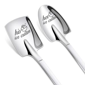 prstenly gifts for him her, 2 pcs his and hers gifts ice cream spoons stainless steel couple gifts, birthday wedding anniversary engagement gifts for couples him her