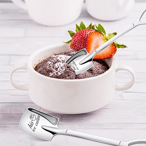 PRSTENLY Gifts for Him Her, 2 Pcs His and Hers Gifts Ice Cream Spoons Stainless Steel Couple Gifts, Birthday Wedding Anniversary Engagement Gifts for Couples Him Her