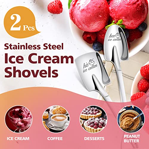 PRSTENLY Gifts for Him Her, 2 Pcs His and Hers Gifts Ice Cream Spoons Stainless Steel Couple Gifts, Birthday Wedding Anniversary Engagement Gifts for Couples Him Her