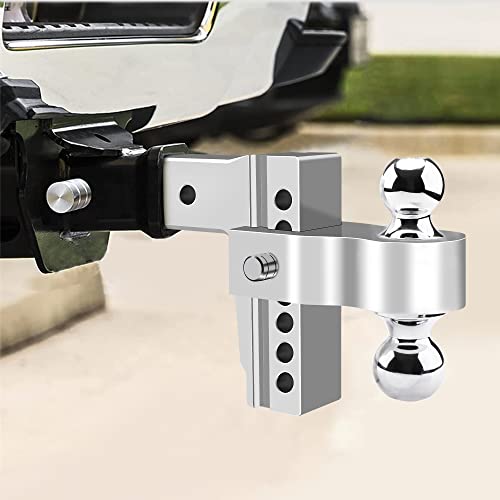 PROEZE Adjustable Trailer Hitch Ball Mount, Fits 2.5-Inch Receiver, 6-Inch Drop/Rise Aluminum Drop Hitch, 18500LBS, 2-Inch and 2-5/16-Inch Balls Equipped with 2 latches with Locks