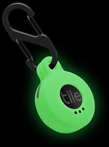 geiomoo silicone case compatible with tile sticker 2022, protective cover with carabiner (luminous green)