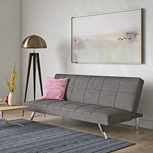 Majnesvon Convertible Folding Futon Sofa Bed,Modern Fabric Sleeper Couch Bed,Recliner Sofa with Chrome Legs for Living Room Dorms Apartment Office Grey