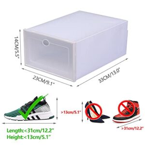 24 Pack Stackable Shoe Box Plastic Shoe Organizer Space Saving Shoe Display Containers with Clear Lids for Women/Men, White