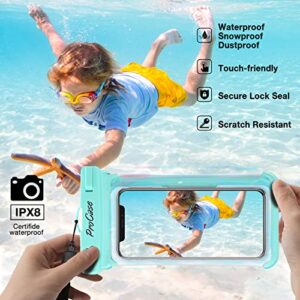 ProCase Universal Waterproof Phone Pouch Bundle with 2 Pack Floating Wrist Strap