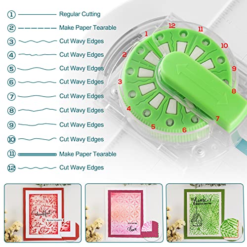 12-Shapes in 1 Craft Paper Edge Cutter,Paper Dial Trimmer Dial Trimmer With Measurements Paper Cutter Machine for Scrapbooking Decorative Wave Edges Cutting Tool Zig Zag Cutting Tool for Photo Card