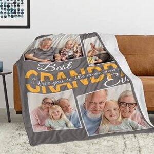 Dipopizt Gifts for Grandpa, Personalized Grandpa Blanket, Fathers Day, Christmas, New Year, Birthday Idea Gifts for Best Grand dad from Grandkids, Customized Blanket with Photo for Grandfather