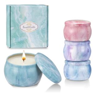 4 pack scented candles gift set for women, chfine 4.4oz soy wax portable jar candles with essential oils for bath, aromatherapy candles for home, ideal for mothers day, birthday, christmas, holiday
