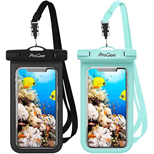 ProCase Universal Waterproof Phone Pouch Bundle with 2 Pack Floating Wrist Strap