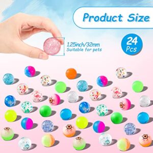 24 Pack 1.25 Inch Cat Toy Bouncy Balls Interactive Cat Ball for Indoor Cats Pet Favorite Gift Colorful Pet Ball with High Elasticity for Exercise and Interactive Play