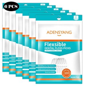 adensyang floss picks - travel floss - floss picks for teeth 600 count super strong floss - good elasticity, clean teeth without breaking, no fragrance smell, floss carry, on travel 6 bags