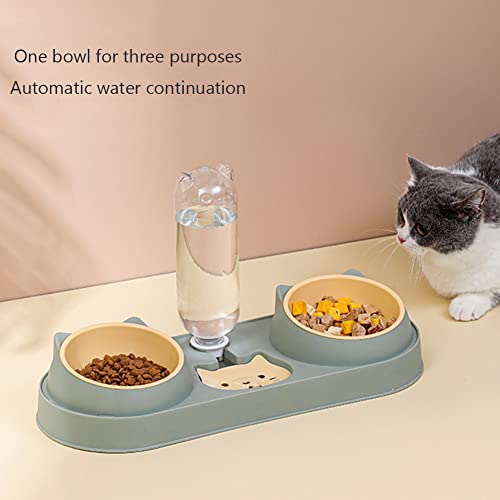 Generic Cats Dogs Double Bowl Auto Feeder Water Dispenser Food Container (Green)