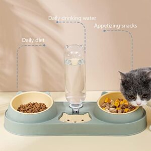 Generic Cats Dogs Double Bowl Auto Feeder Water Dispenser Food Container (Green)