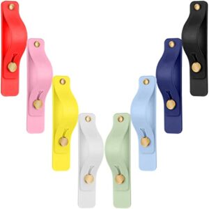8 pieces phone grip strap finger kickstands loop for cell phone case phone finger holder assorted colors silicone stretch phone grip stand for most mobile phones and tablets, 8