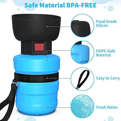 Dog Water Bottle 14oz, Leak Proof Pet Water Bottle for Dogs Portable Puppy Water Dispenser Foldable 2-in-1 Design, Lightweight & Convenient for Walking Travel Outdoor BPA Free (3rd Gen, Blue)