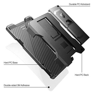 Dexnor Phone Card Holder with Foldable Back Stand, Adhesive Phone Wallet Pouch Sleeve Stick on PC Credit Card ID Case with Finger Grip Kickstand for Most Smartphones (Black)