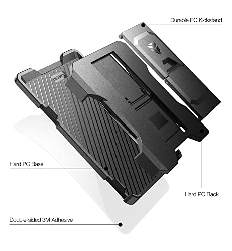 Dexnor Phone Card Holder with Foldable Back Stand, Adhesive Phone Wallet Pouch Sleeve Stick on PC Credit Card ID Case with Finger Grip Kickstand for Most Smartphones (Black)