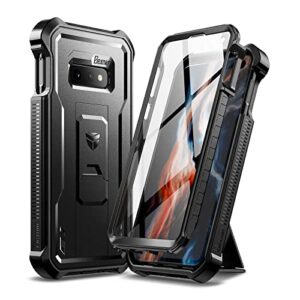 dexnor for samsung galaxy s10e case, [built in screen protector and kickstand] heavy duty military grade protection shockproof protective cover for samsung galaxy s10e, black