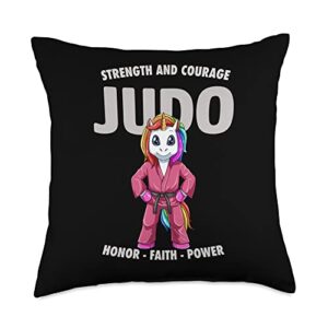 funny judo shirts women men kids - judo gift funny funny judo unicorn-judoka judoist japanese martial arts throw pillow, 18x18, multicolor