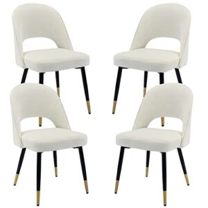 duomay modern dining chair set of 4 with open back, velvet upholstered armless chair with metal frame side chair for kitchen dining room living room, beige