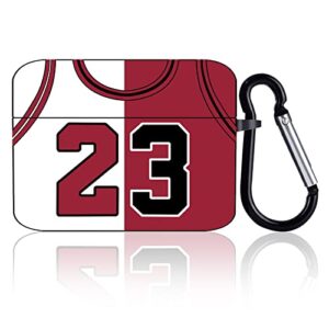 basketball no.23 case cover for airpods pro with keychain for sports fans boys men girls kids teen jersey cool fun design spirit square case silicone protective compatible with airpods pro