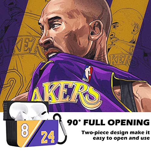 Basketball No.8/24 Case for Airpods Pro Cover with Keychain for Sports Fans Boys Men Girls Kids Jersey Cool Fun Design Mamba Spirit Square Case Silicone Protective Compatible with Airpods Pro（2019）