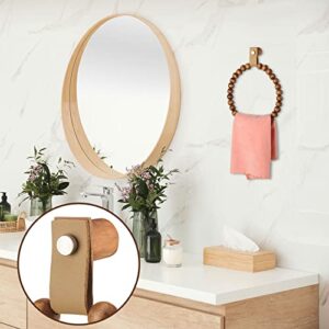Vesici 2 Pcs Handmade Boho Towel Rack Bead Round Wood Ring Wall Mounted Bathroom Decor Wooden Bath Rings Rustic Farmhouse Hand Holder for Kitchen Stand Accessories