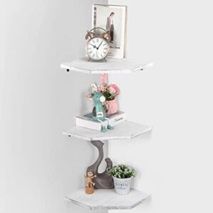 sehertiwy corner floating shelves for wall, 5 tier rustic wall shelves corner storage shelves small shelf white floating shelves for bedroom, living room, bathroom, kitchen