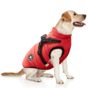 PawRoll Dog Jacket for Winter - Zipper Dog Puffer Coat with Harness - Waterproof Exterior & Warm Fleece Interior Ideal for Small, Medium & Large Breeds (Small, Red)